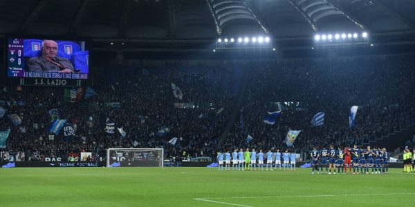 The minute of silence for the death of former FIGC president Carlo Tavecchio during the match Lazio-Fiorentina at the Stadio Olimpico. Rome (Italy), January 29th, 2023 (Photo by Massimo Insabato/Archivio Massimo Insabato/Mondadori Portfolio via Getty Images)