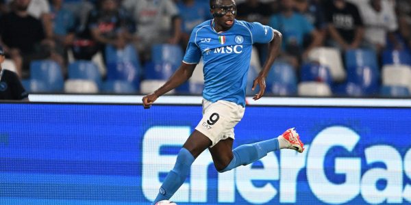 NAPLES, ITALY - AUGUST 27: Victor Osimhen of SSC Napoli during the Serie A TIM match between SSC Napoli and US Sassuolo at Stadio Diego Armando Maradona on August 27, 2023 in Naples, Italy. (Photo by Francesco Pecoraro/Getty Images)