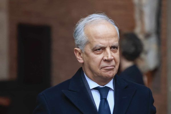 ROME, ITALY - FEBRUARY 17: Italian Interior minister Matteo Piantedosi leaves after attending a ceremony marking the 97th anniversary of the 1929's Lateran Treaty and the 42nd anniversary of the 1984's revision of the Concordat between Italy and the Holy See, at the Italian Embassy to the Holy See in Rome, Italy, on February 17, 2026. (Photo by Riccardo De Luca/Anadolu via Getty Images)