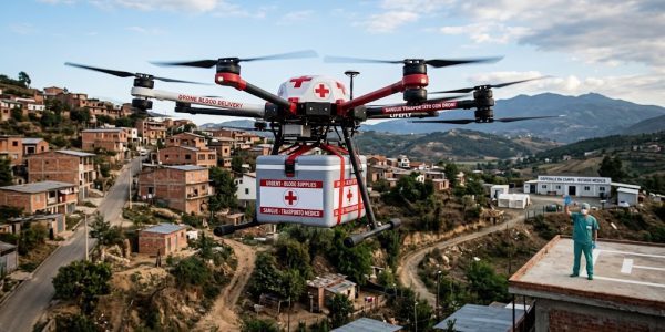 Sangue trasportato con droni in soli 15 minuti da Bacoli all’ospedale di Casamicciola: test del progetto Aetos.