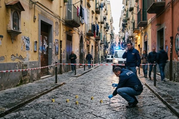 Spari nel centro storico di Napoli: i carabinieri trovano sette bossoli in Vicoletto Zuroli. Nessun ferito né danni rilevati.