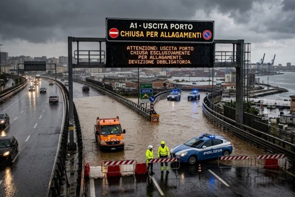 Maltempo a Napoli: chiusa per allagamenti l'uscita Porto dell'A1. Ancora chiusa Licola sulla SS7 Quater, riaperta Circumvallazione Melito.