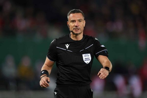 VIENNA, AUSTRIA - NOVEMBER 21: Referee Slavko Vincic looks on during the international friendly match between Austria and Germany at Ernst Happel Stadion on November 21, 2023 in Vienna, Austria. (Photo by Alexander Hassenstein/Getty Images)